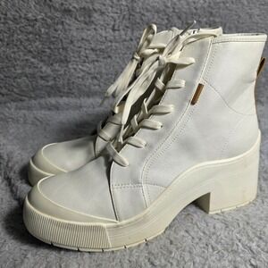 Dr Scholls Time Off Up White Lace Up High Top Platform‎ Boots Womens 9.5M NEW